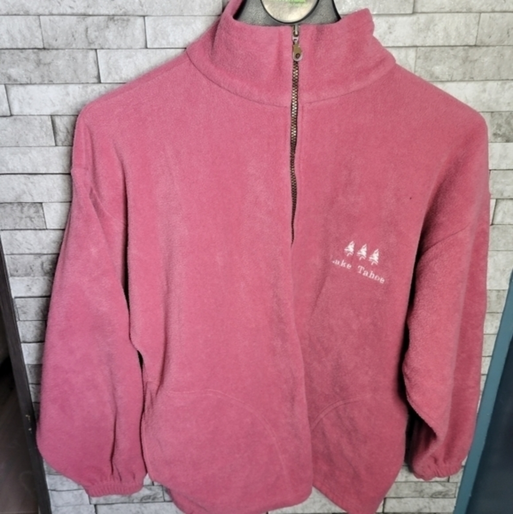 Tipsy size Large‎ pink zip up Lake Tahoe fleece